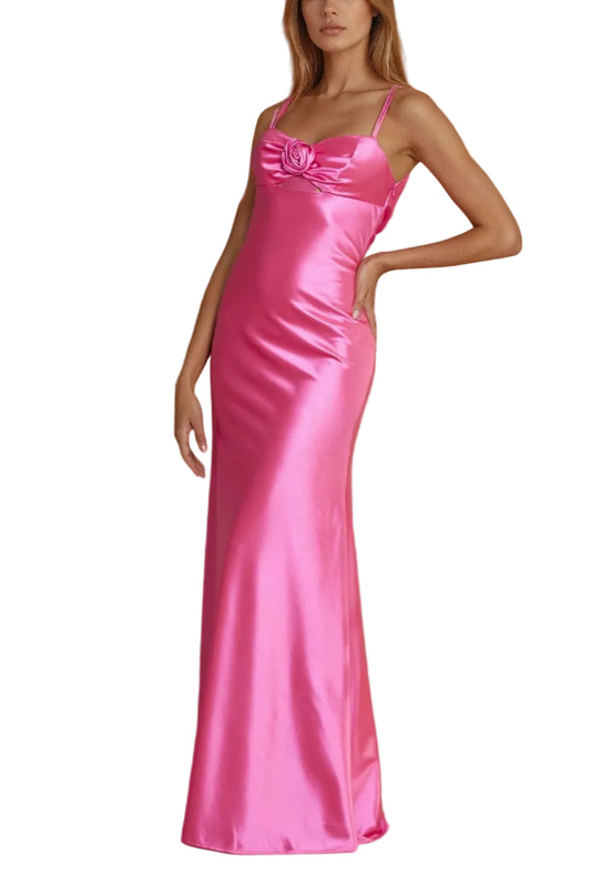 Prom Dresses Long Sexy Prom Satin Formal Dress Pink