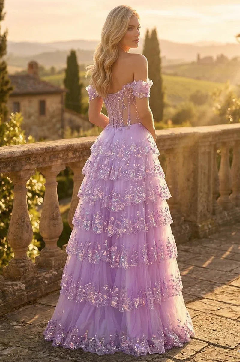 Floor Length Corset Ruffled Prom Dress