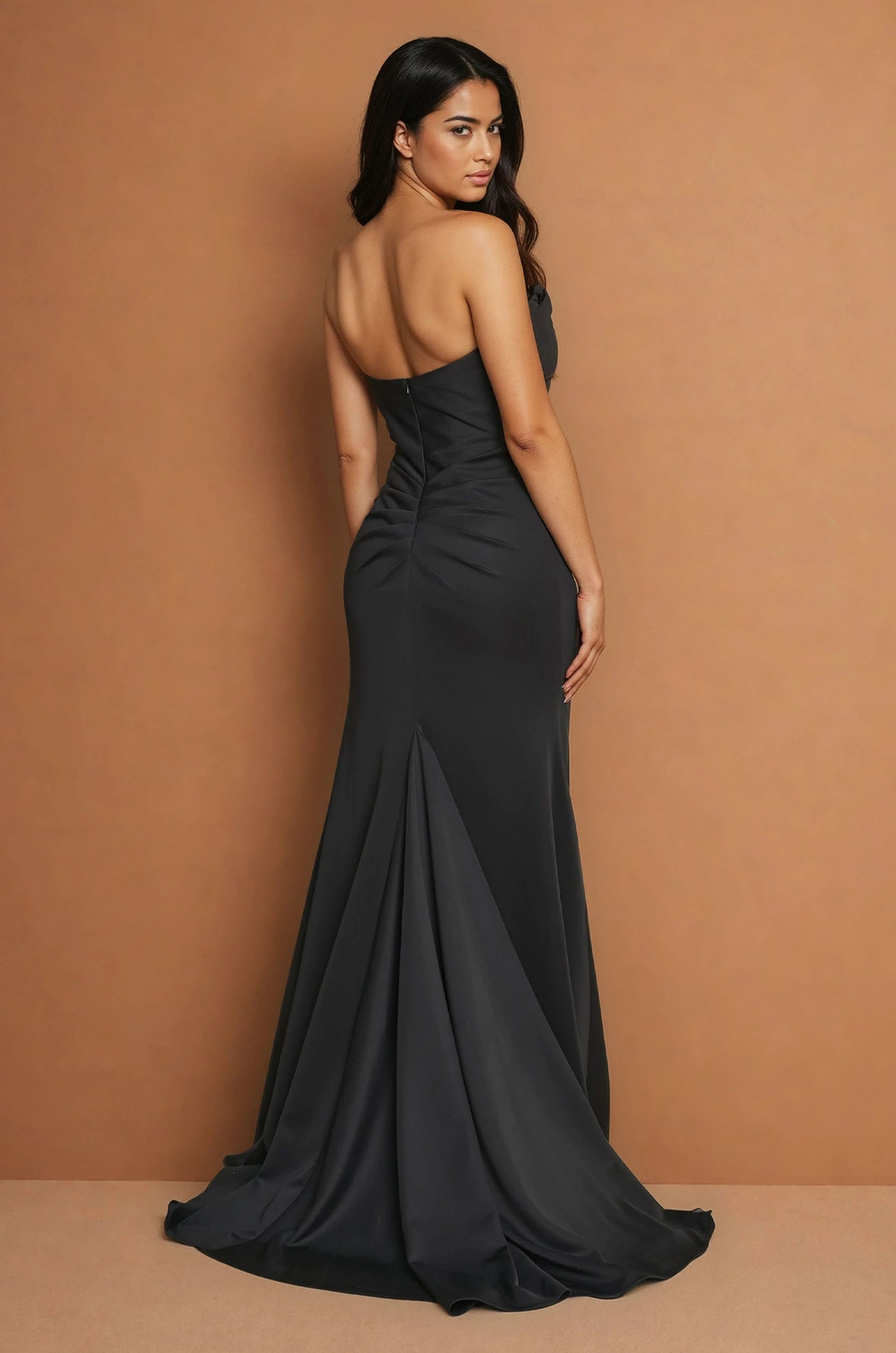 Figure Hugging Tailored Strapless Formal Dress