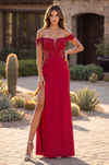 Lace Up Fitted Off Shoulder Formal Dress