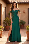 Lace Up Fitted Off Shoulder Formal Dress