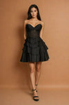 Cocktail Dresses Homecoming Short Formal Tiered Skirt Cocktail Dress Black
