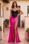 Fitted Stretch Satin Long Formal Corset Prom Dress