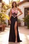 Fitted Stretch Satin Long Formal Corset Prom Dress