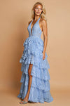 Evening Long Halter Neck Beaded Corset Prom Dress