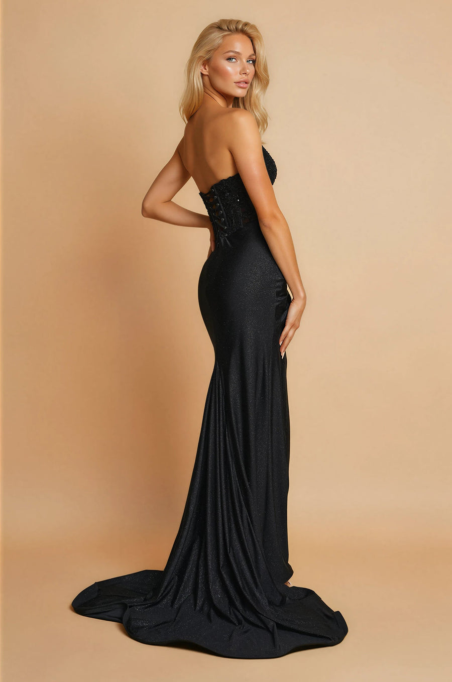 Prom Dresses Fitted Long Formal Corset Prom Dress Black