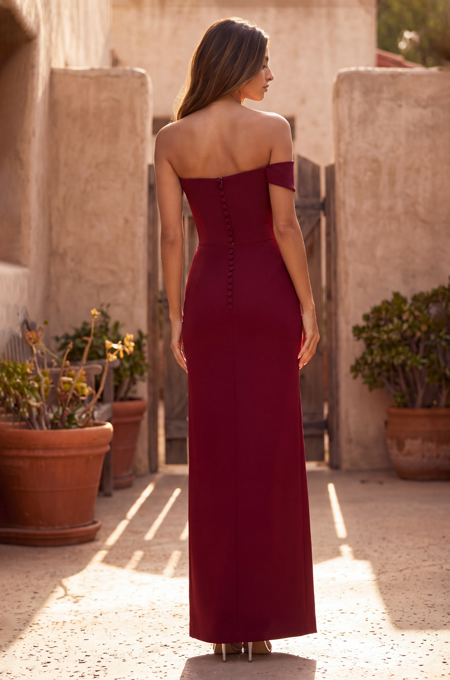 Long One Shoulder Formal Ruffle Crepe Evening Dress