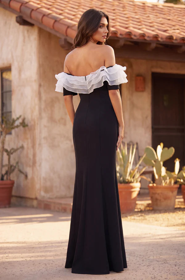 Ruffled Long Off Shoulder Formal Evening Dress