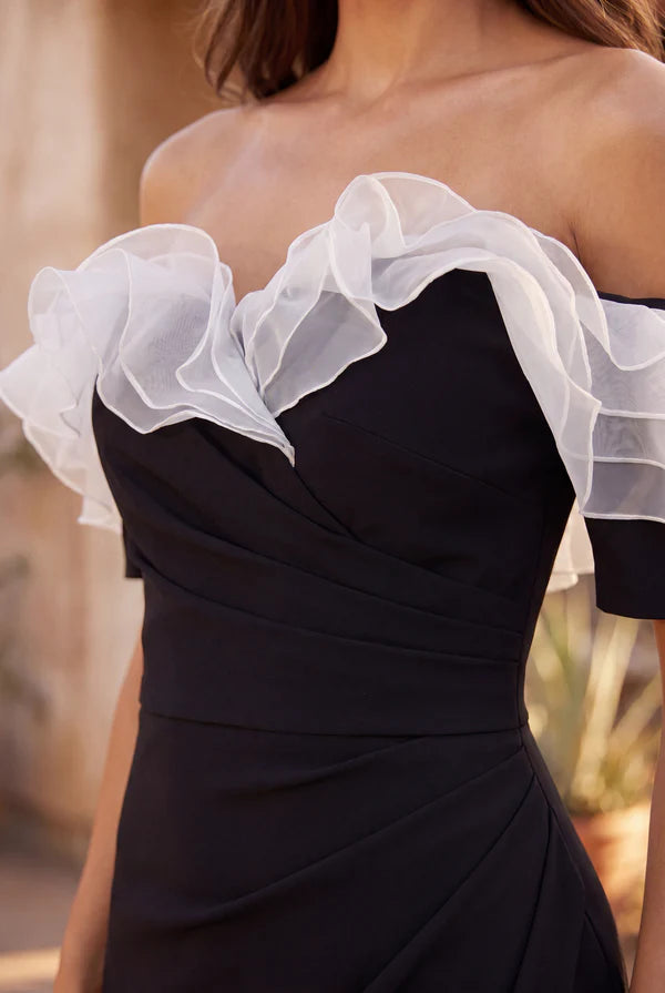 Ruffled Long Off Shoulder Formal Evening Dress