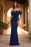 Ruffled Long Off Shoulder Formal Evening Dress