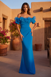 Ruffled Long Off Shoulder Formal Evening Dress