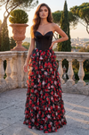 Long Corset Tiered Ruffle Formal Prom Dress