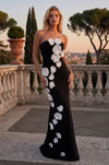 Long Mermaid Evening Dress with 3D Floral Appliques