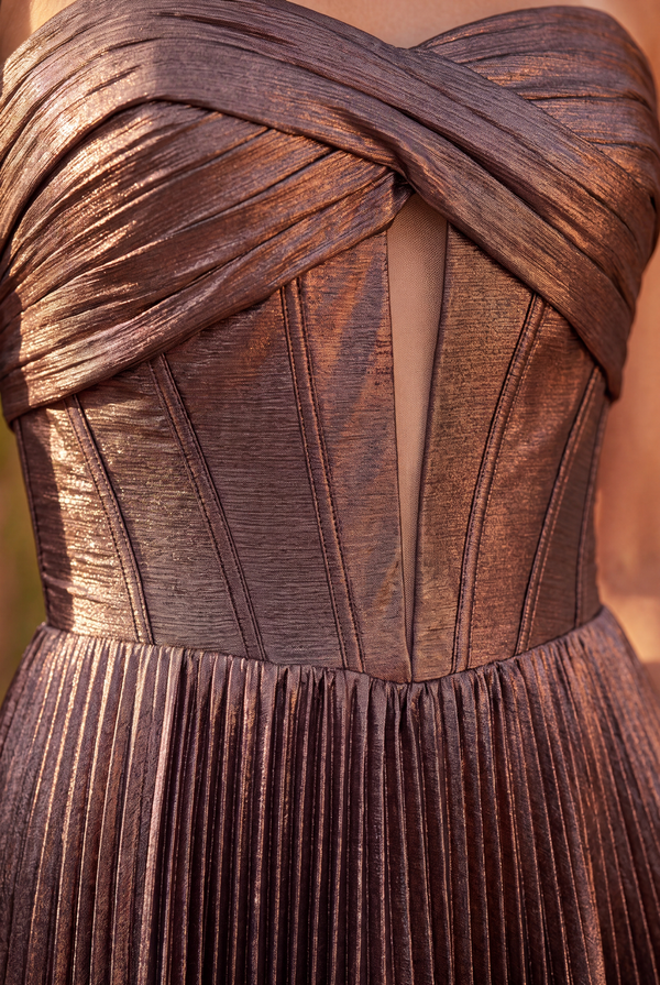 Metallic Mini Dres Sweetheart Twist Corset Bodice