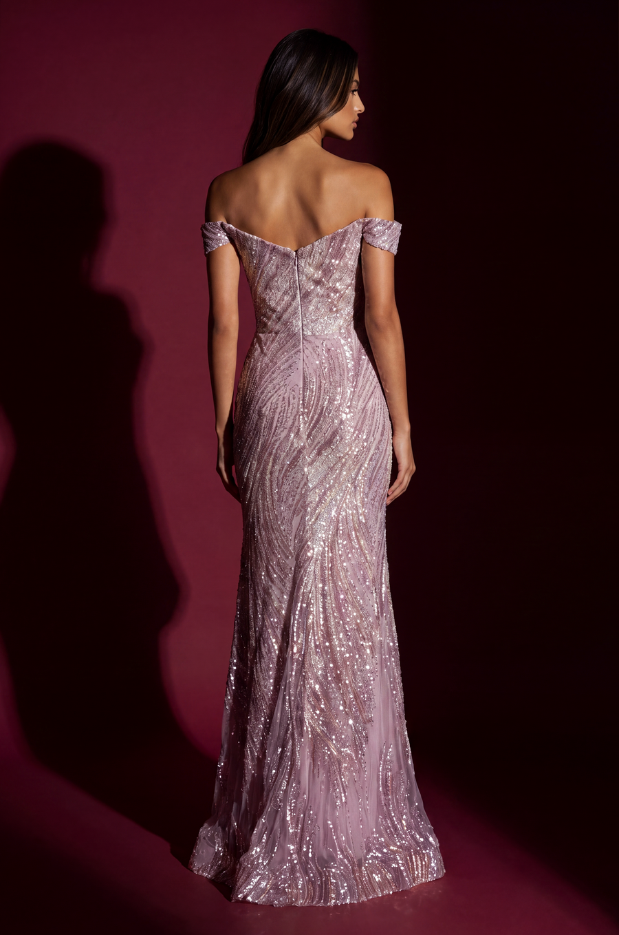 Off The Shoulder Sequin Evening Formal Dress