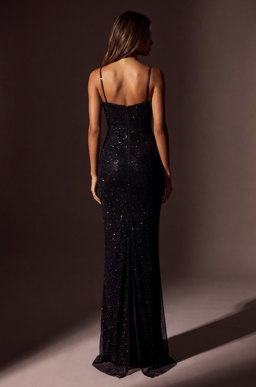Long Sequined Formal Dress Keyhole Cutout
