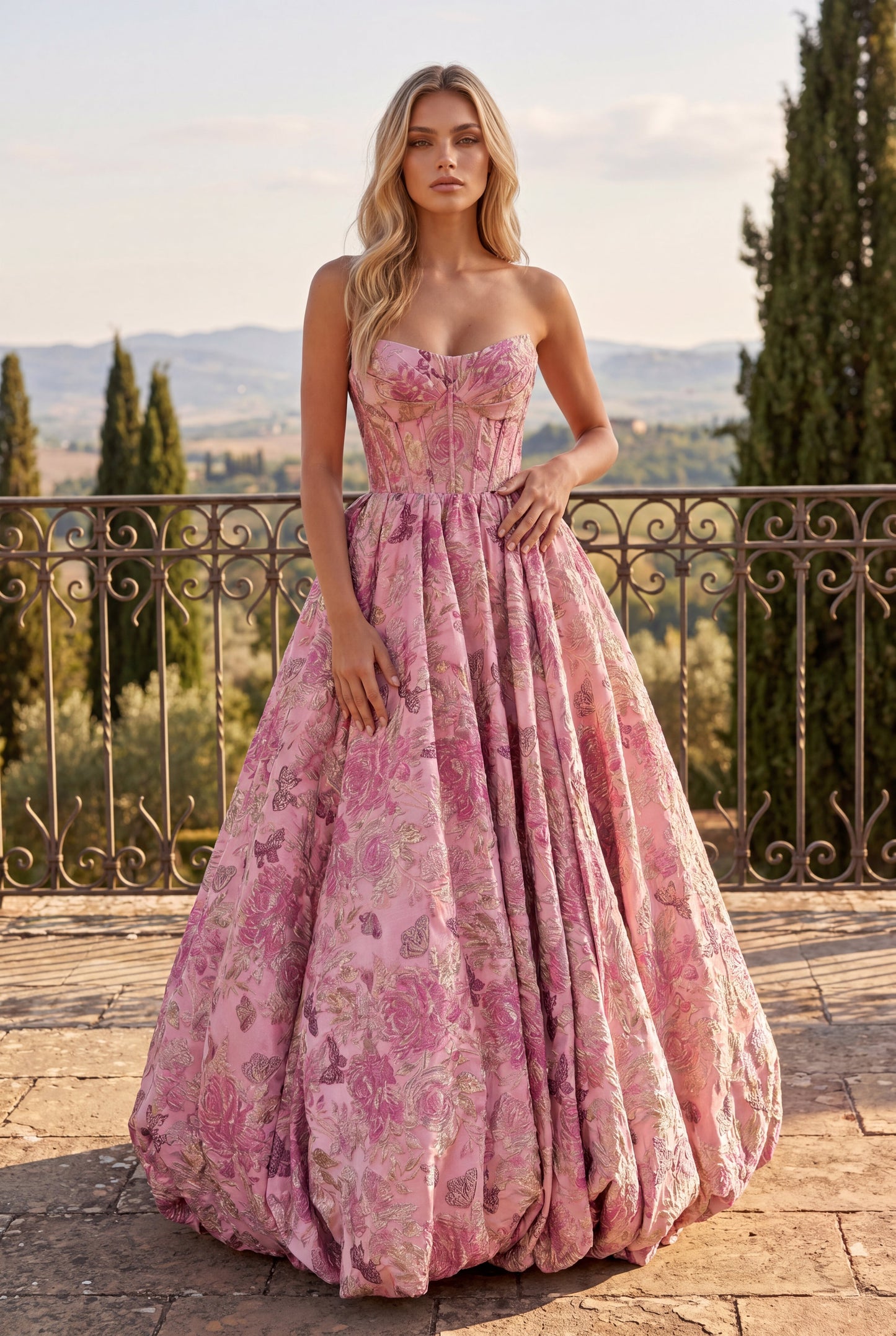 Formal Floral Long Ballgown Corset Bodice