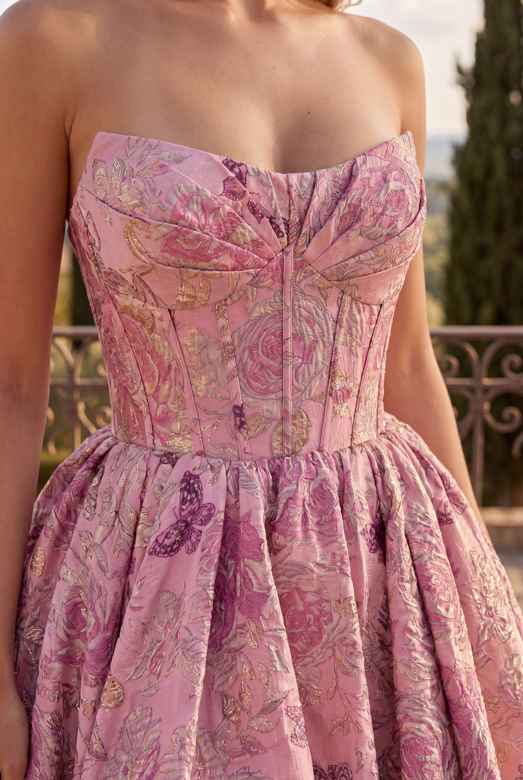 Formal Floral Long Ballgown Corset Bodice