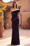 Fitted Crepe Peplum Formal Evening Dress