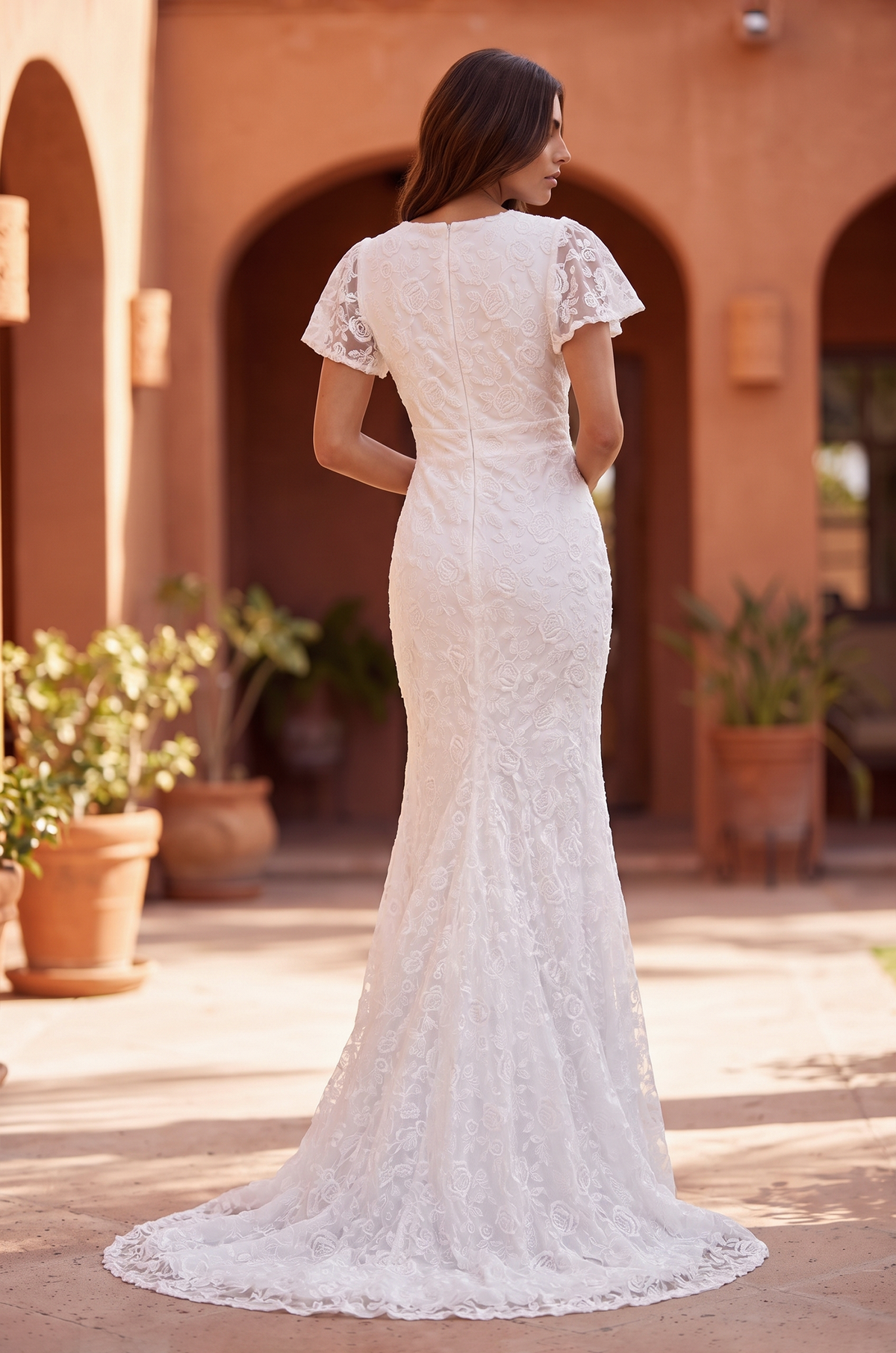 Short Sleeve Lace Wedding Dress