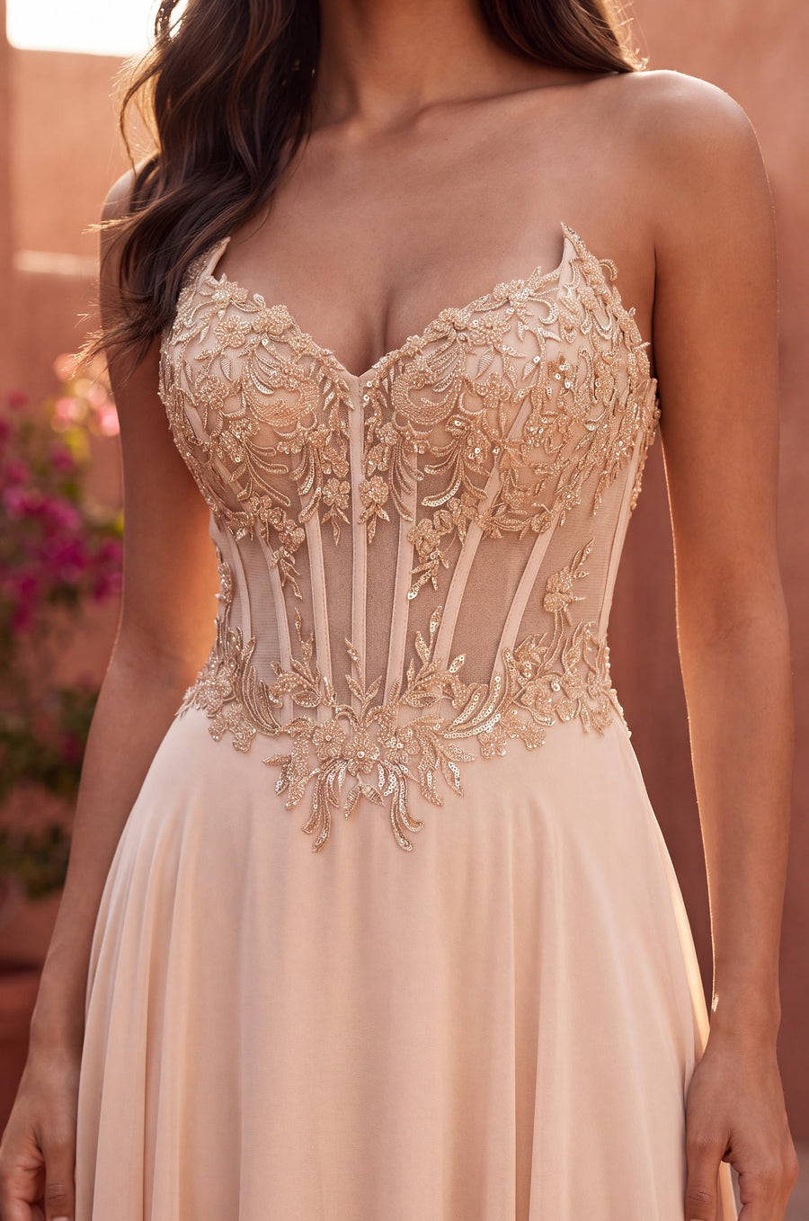 Strapless Sweetheart Beaded Corset A-Line Evening Dress