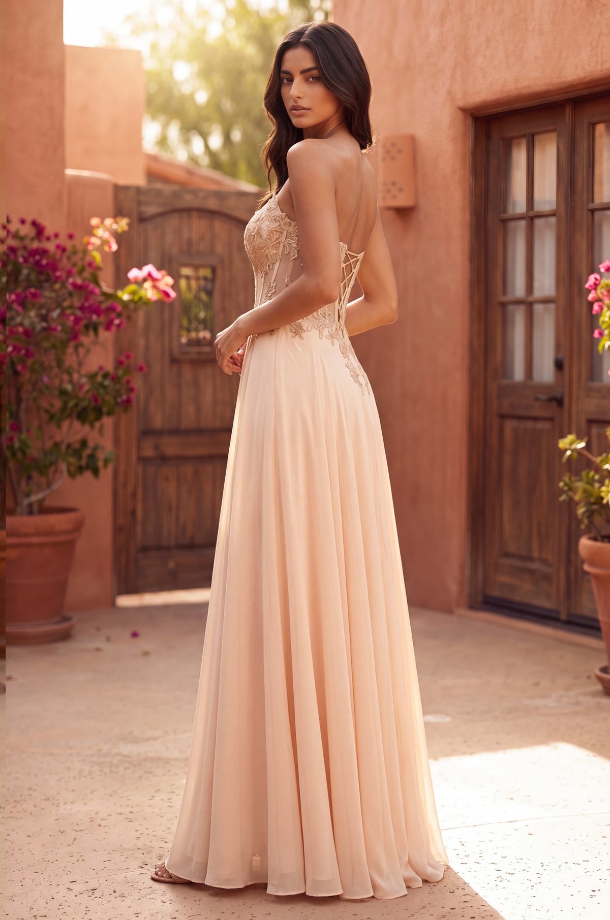Strapless Sweetheart Beaded Corset A-Line Evening Dress