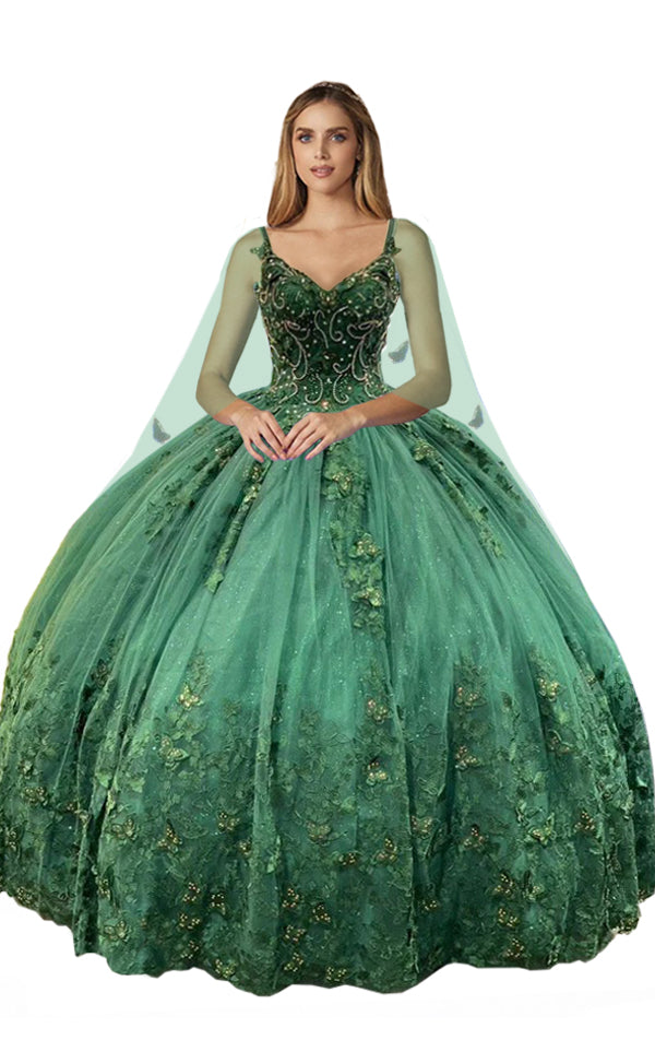 Sleeveless Floor Length Quinceanera Dress Hunter Green
