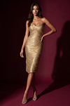 Strapless Metallic Bodycon Cocktail Dress