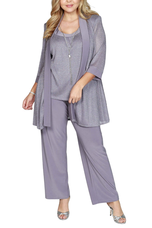 R&M Richards Mother of the Bride Pant Suit (Plus Size) - SILVER - Front