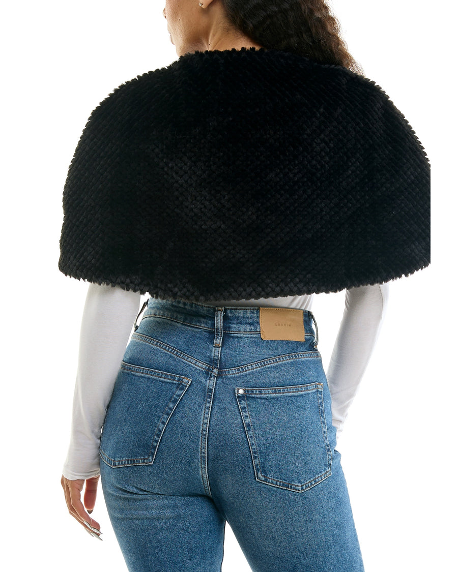Nina Leonard L4418AF Black faux-fur caplet, back view