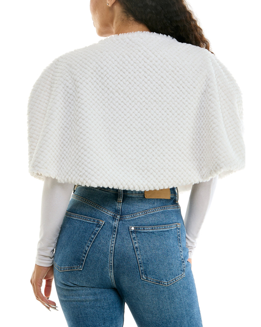 Nina Leonard L4418AF Ivory faux-fur caplet, back view