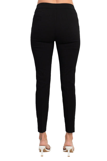 Counterparts Banded Mid Waist Slim Leg Stretch Crepe Pant - Black - Back