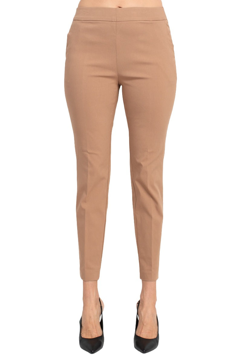 Counterparts Banded Mid Waist Slim Leg Stretch Crepe Pant - Rawumber - Front