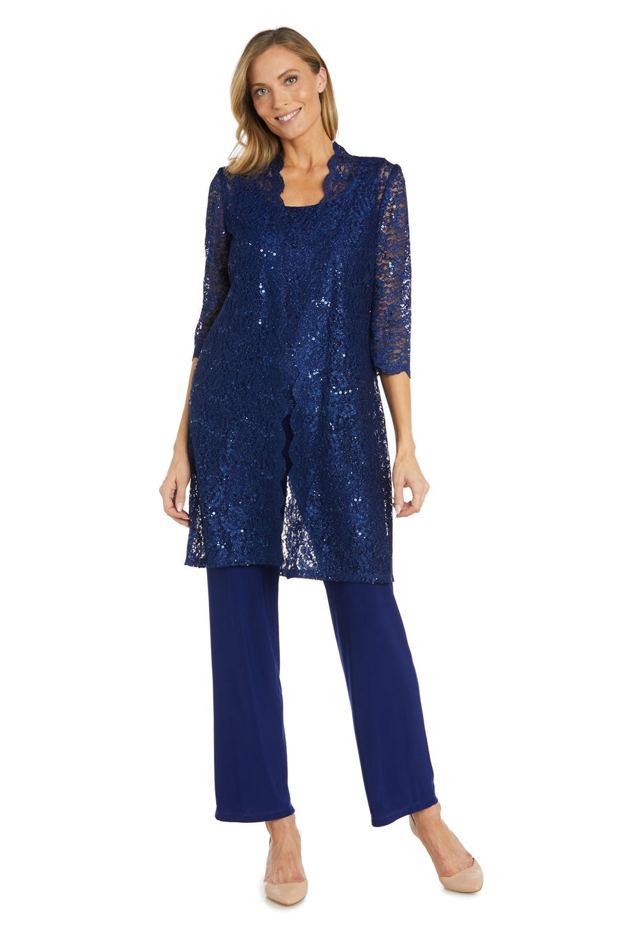 R&M Richards RM1993 Mother of the Bride Long Jacket Pant Suit in Royal