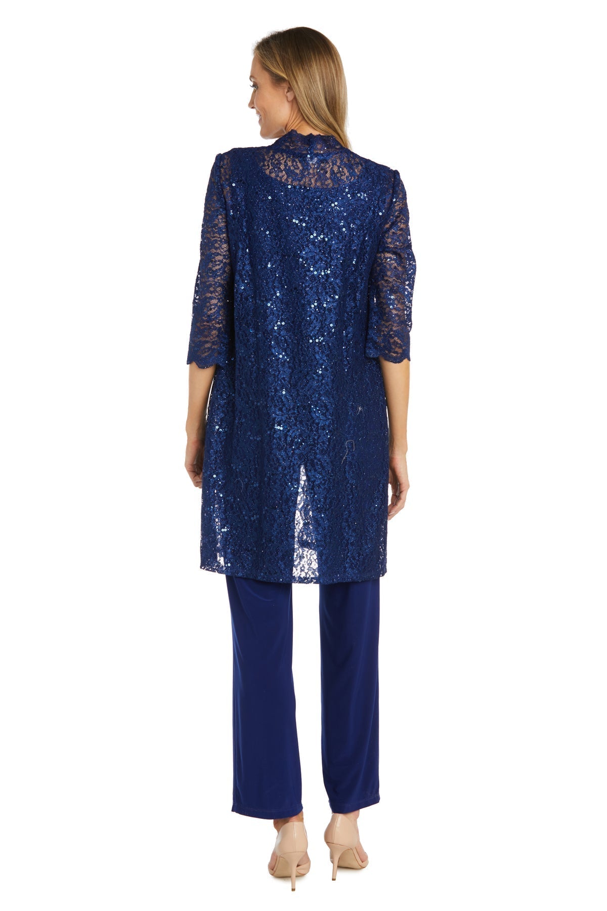 R&M Richards RM1993 Mother of the Bride Long Jacket Pant Suit in Royal