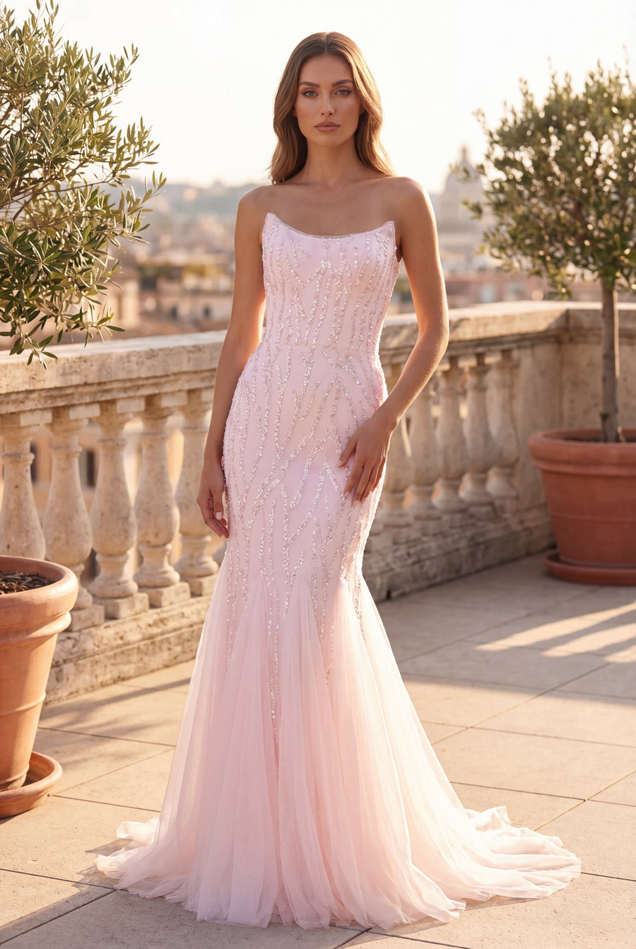 Long Mermaid Beaded Formal Evening Dress