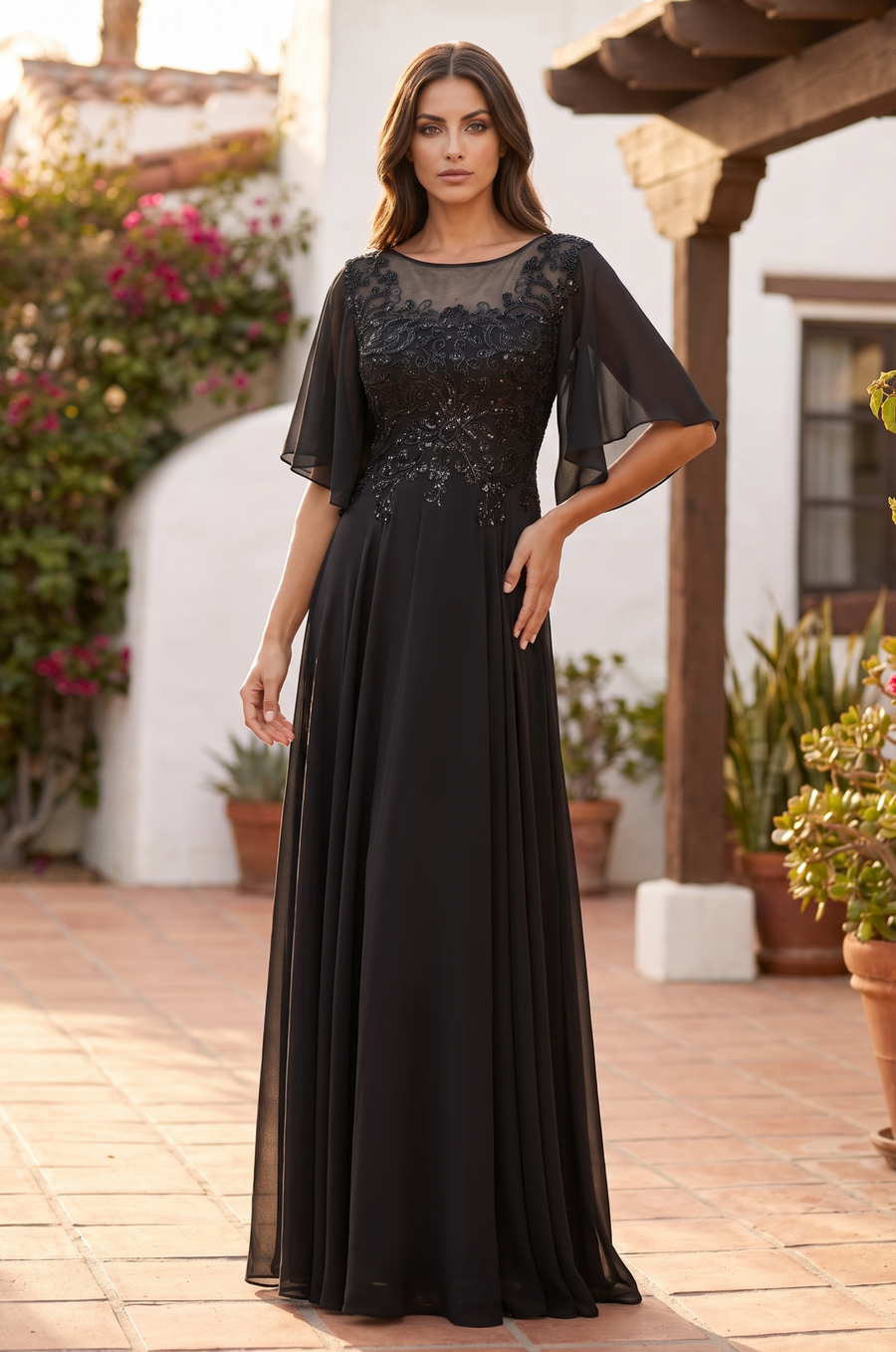 Mini Sleeve Mother of the Bride Dress