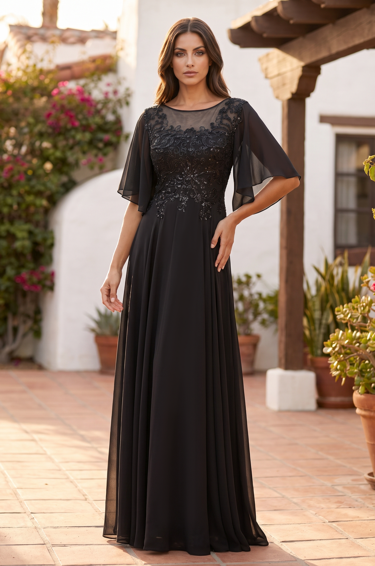 Mini Sleeve Mother of the Bride Dress
