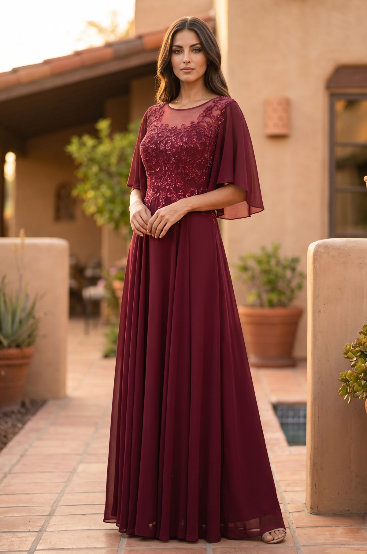 Mini Sleeve Mother of the Bride Dress