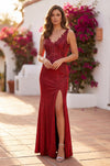 Floor Length V Neck Metalic Formal Dress