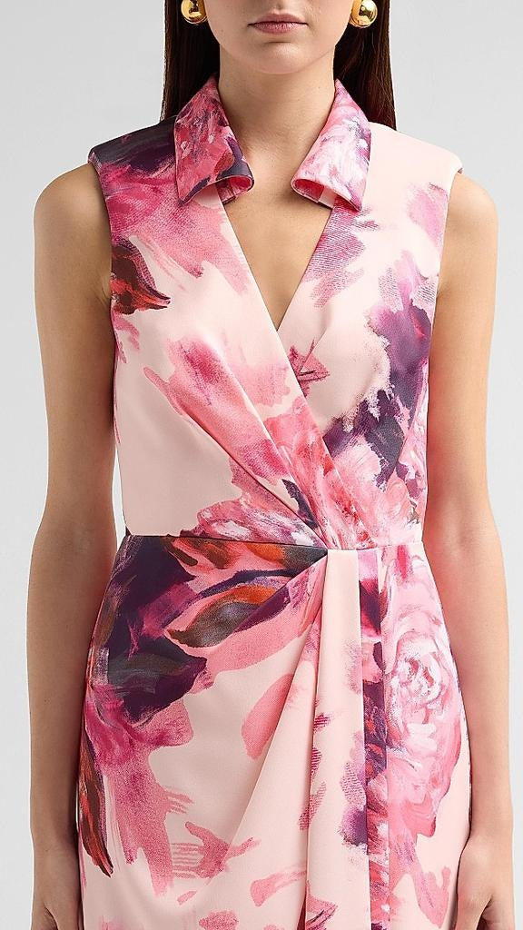 Aidan Mattox Floral Sateen Mock Wrap Maxi Dress 209981 Wholesale