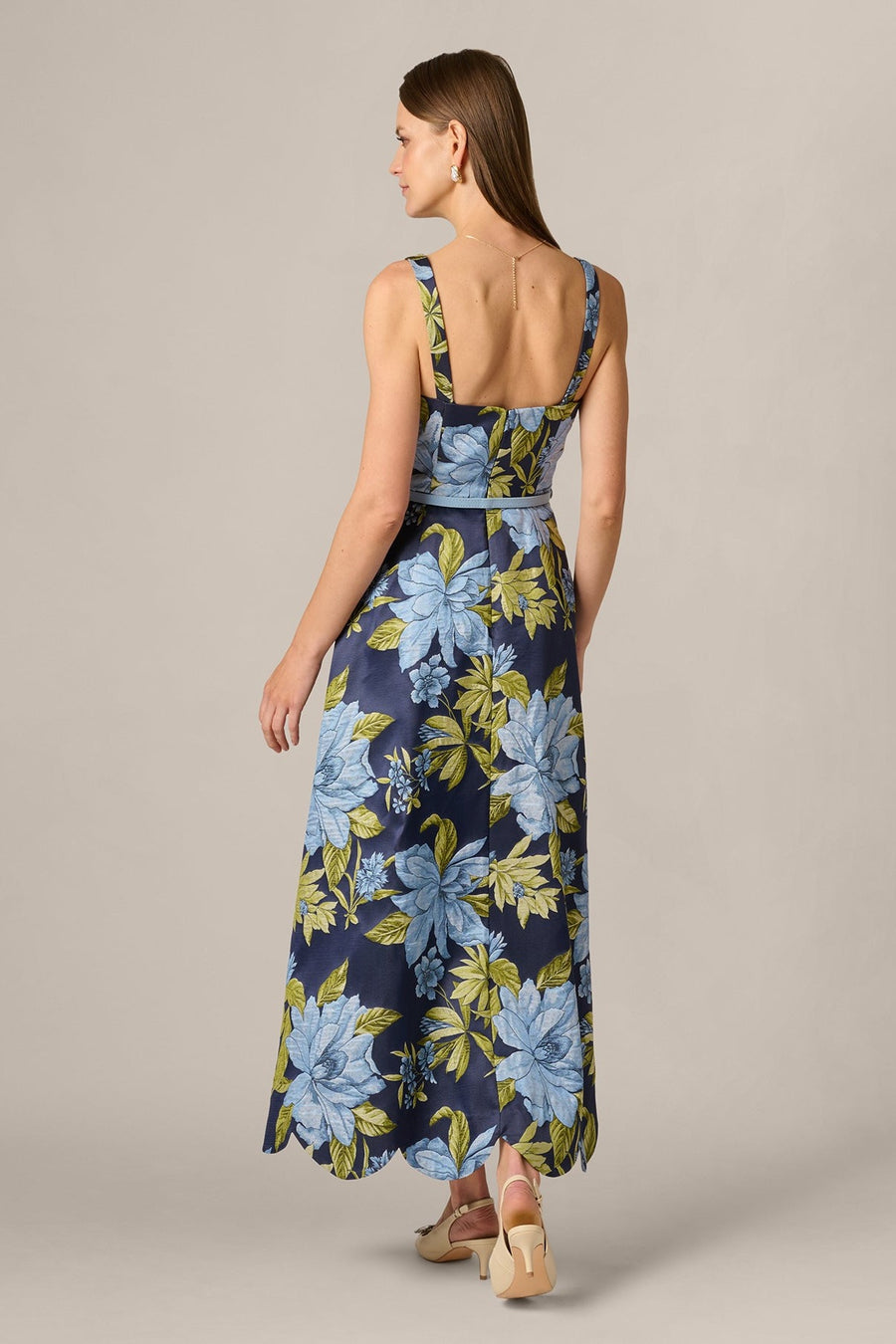 Aidan Mattox Floral Jacquard Sweetheart Scalloped Ankle Dress 209996 Wholesale