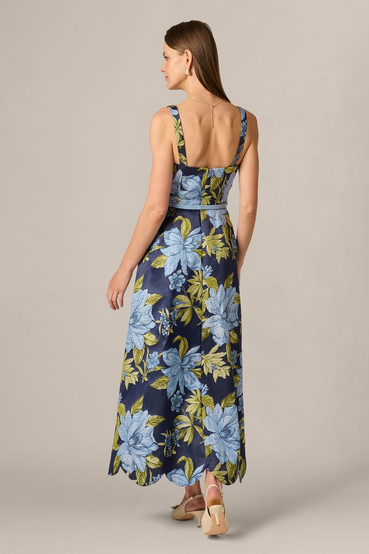 Aidan Mattox Floral Jacquard Sweetheart Scalloped Ankle Dress 209996 Wholesale