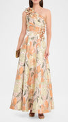 Aidan Mattox Pleated One-Shoulder Floral Jacquard Gown 210030 Wholesale
