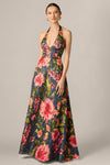 Aidan Mattox Floral Jacquard Plunge Neck Halter Ballgown 210039 Wholesale