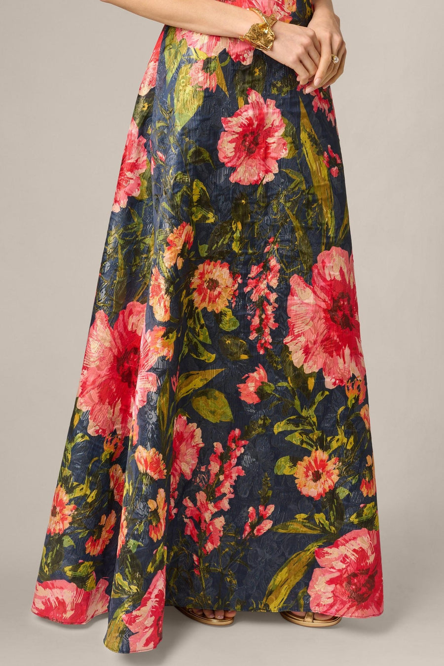 Aidan Mattox Floral Jacquard Plunge Neck Halter Ballgown 210039 Wholesale