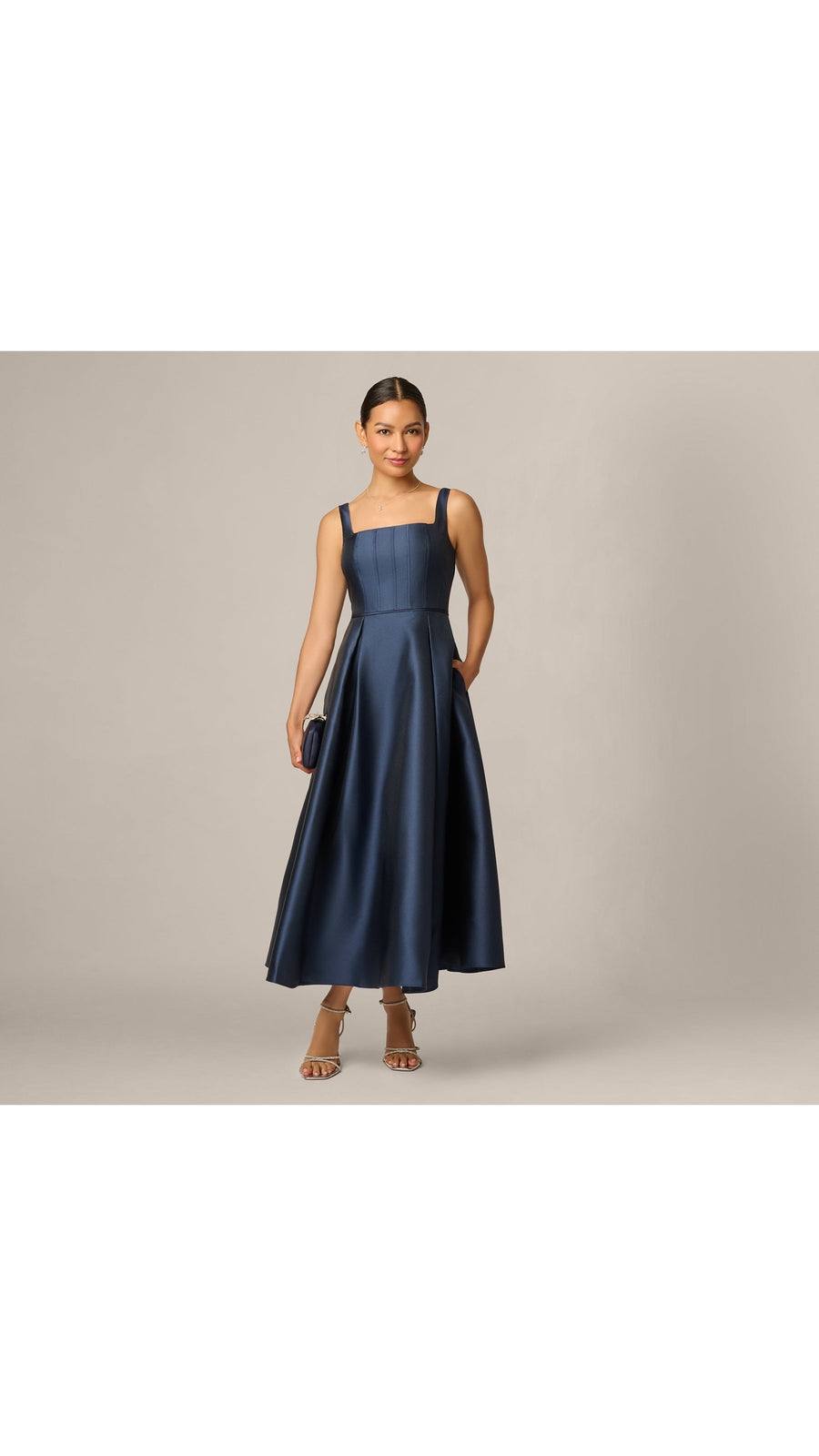 Adrianna Papell Petite Mikado Square Neck Midi Dress 211978 Wholesale