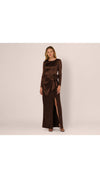Adrianna Papell Long Sleeve Satin Bow Gown 212586 Wholesale