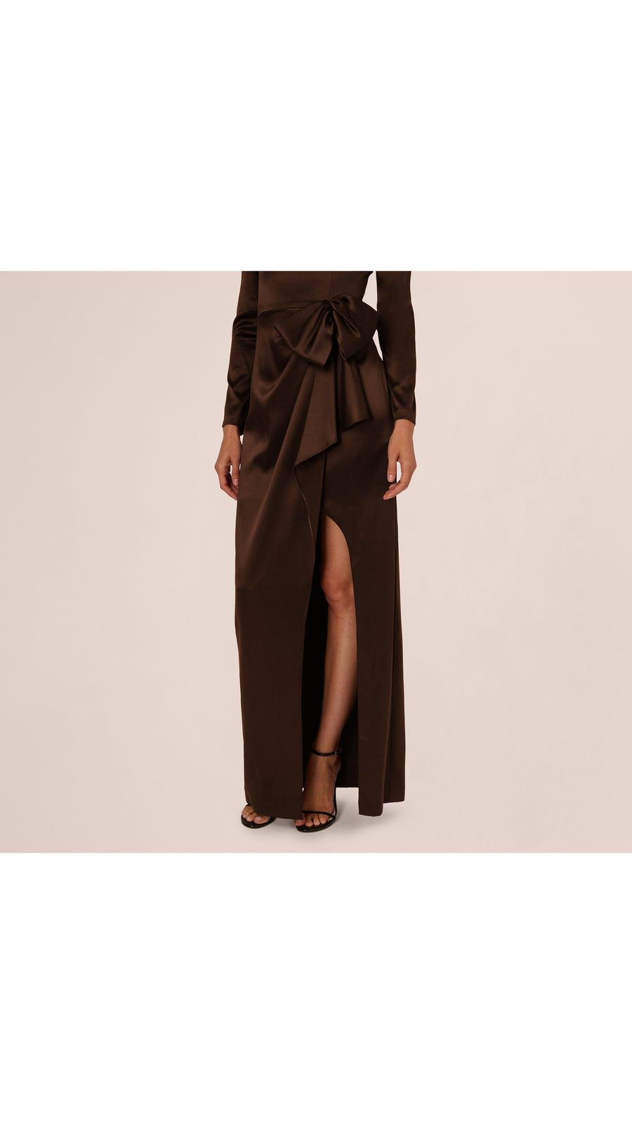 Adrianna Papell Long Sleeve Satin Bow Gown 212586 Wholesale
