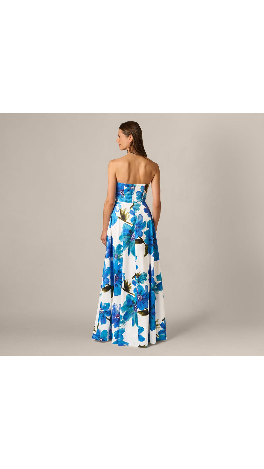 Adrianna Papell 213025 Strapless 3D Floral Beaded Dupioni Gown